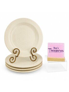 Capriware SAHARA CREAM Terra Cotta Rust Highlights Lunch Salad Plates Set of 4